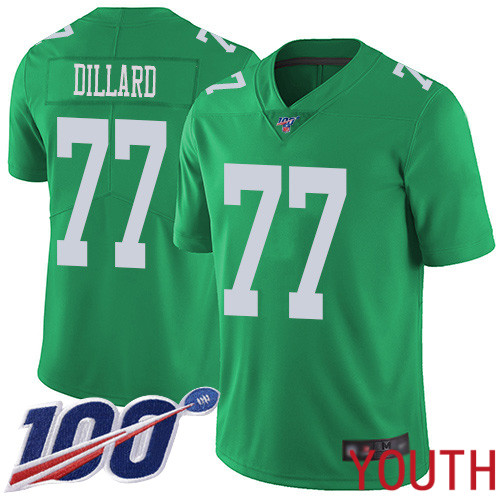 Youth Philadelphia Eagles #77 Andre Dillard Limited Green Rush Vapor Untouchable NFL Jersey 100th Season